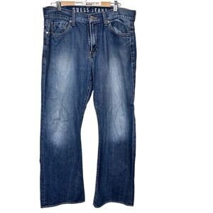 Guess‎ men’s jeans size 34 Cliff Boot Cut 100% cotton blue denim pants READ